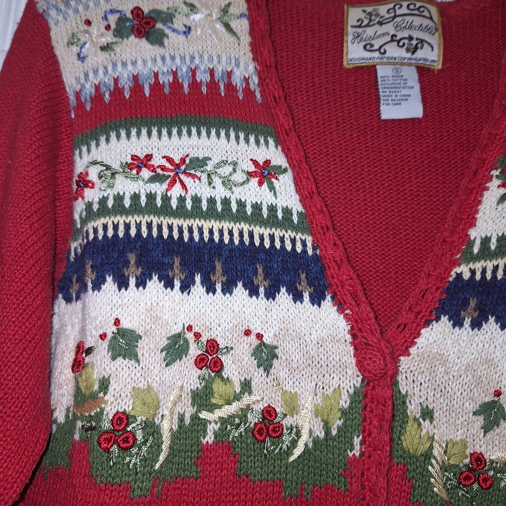 Vintage 1999 Heirloom Collectibles Sweater~Christmas~Holiday Stockings~Small - Picture 3 of 10